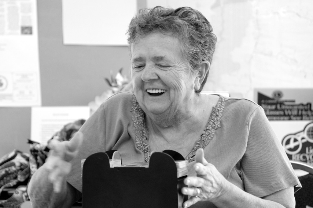 Judy Hall of Pungo shuffles the cards before the start of another hand during a regular card game at the Senior Resource Center, Inc., in Creeds. [John-Henry Doucette/The Princess Anne Independent News]