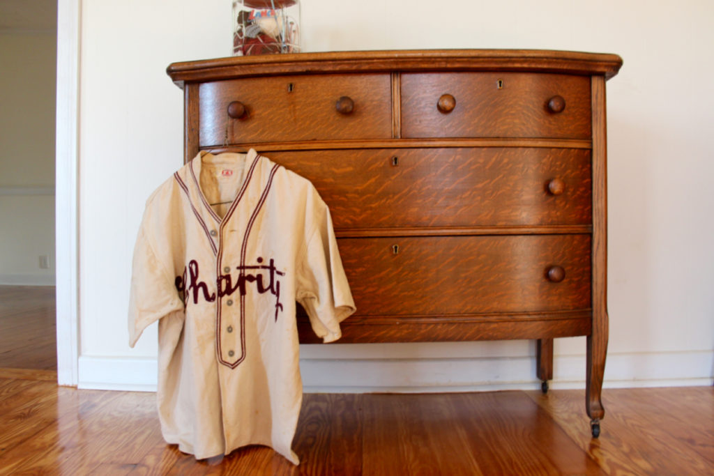 A local baseball jersey on display downstairs. [John-Henry Doucette/The Princess Anne Independent News]