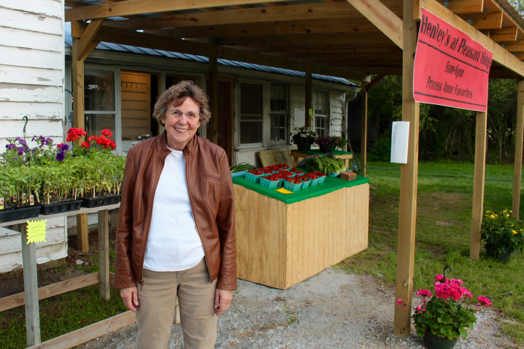 Farmer Barbara Henley, who also serves on the city council, is seen at Henley’s at Pleasant Ridge, which opened this past month as both a market for fresh produce and other items and a historical research center. [John-Henry Doucette/The Princess Anne Independent News]
