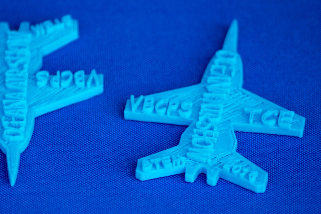 A demonstration of the Virginia Beach schools 3-D printing capabilities included a creation that was fitting for the air show event. [John-Henry Doucette/The Princess Anne Independent News]