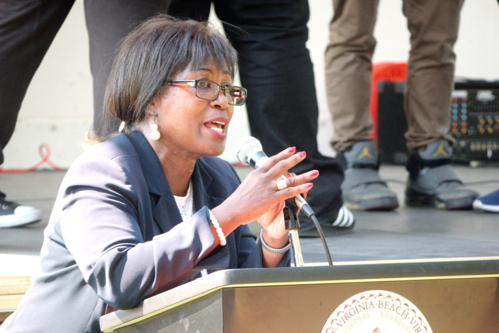 City Councilmember Dr. Amelia Ross-Hammond of the Kempsville District speaks during the ceremony. [John-Henry Doucette/The Princess Anne Independent News]