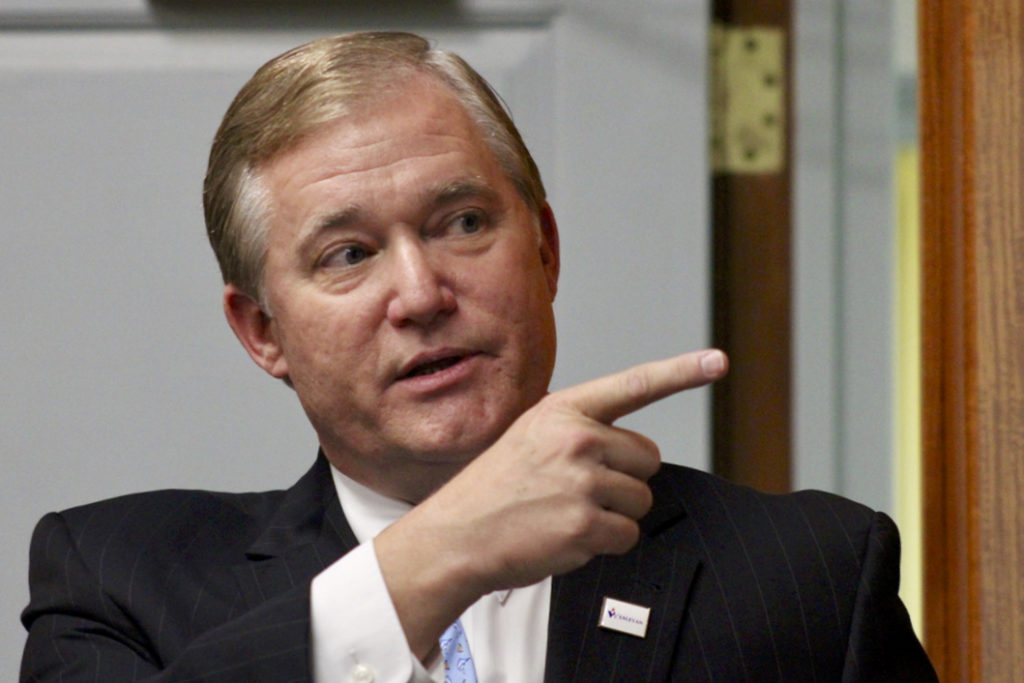 Dr. Scott Miller, president of Virginia Wesleyan College, addresses the Virginia Beach City Council at Tuesday, Dec. 13, at City Hall. [John-Henry Doucette/The Princess Anne Independent News]